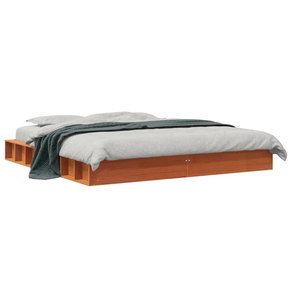 Bed Frame without Mattress Wax Brown 180x200 cm Super King Solid Wood Pine