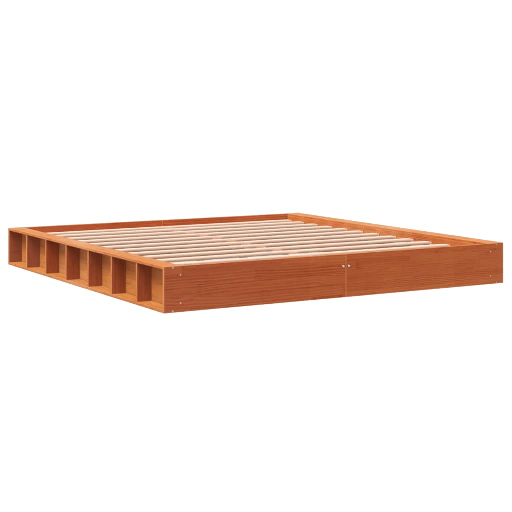 Bed Frame without Mattress Wax Brown 180x200 cm Super King Solid Wood Pine