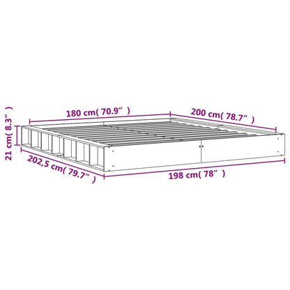 Bed Frame without Mattress Wax Brown 180x200 cm Super King Solid Wood Pine