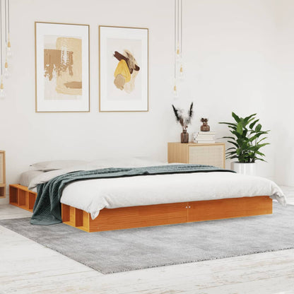 Bed Frame without Mattress Wax Brown 180x200 cm Super King Solid Wood Pine