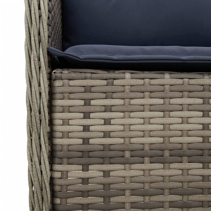 7 Piece Garden Dining Set with Cushions Grey Poly Rattan