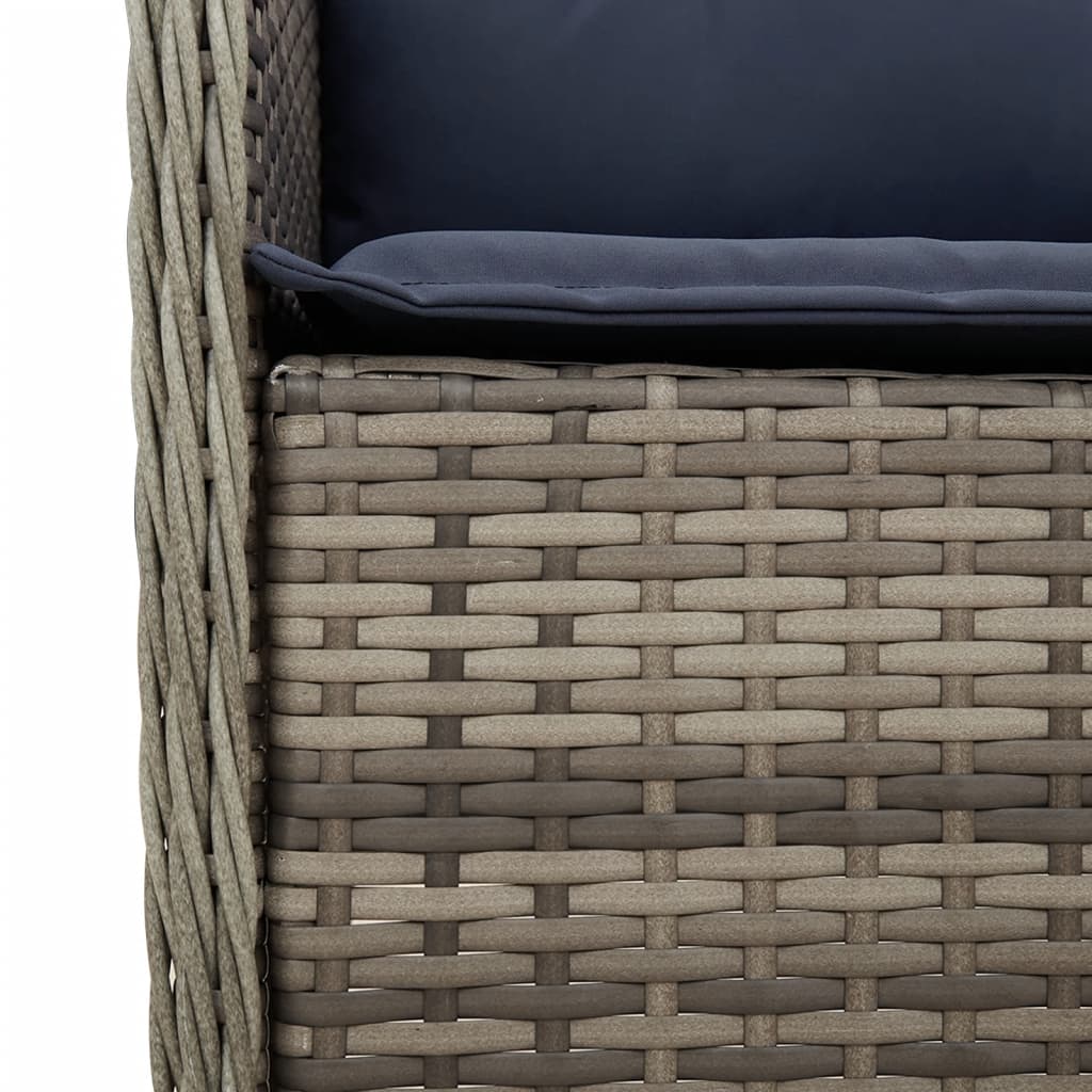 3 Piece Garden Dining Set with Cushions Grey Poly Rattan