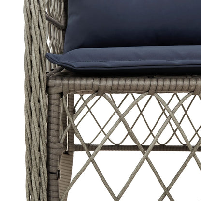7 Piece Garden Dining Set with Cushions Grey Poly Rattan