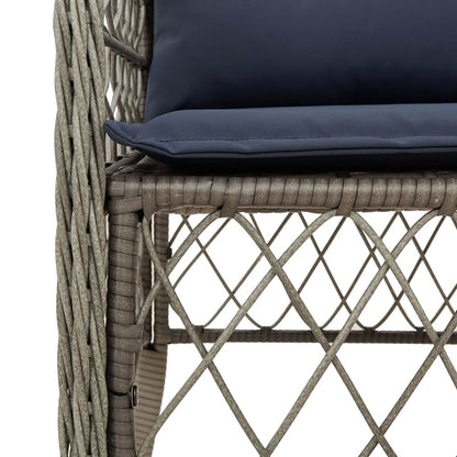 5 Piece Garden Dining Set with Cushions Grey Poly Rattan