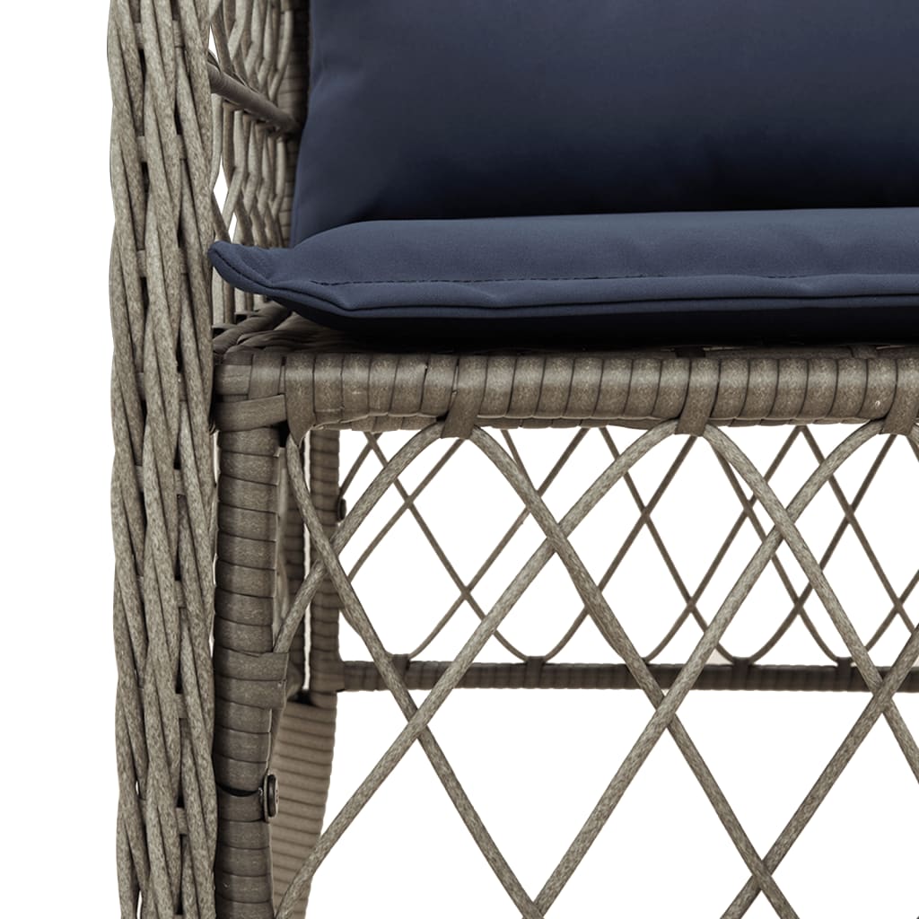 5 Piece Garden Dining Set with Cushions Grey Poly Rattan