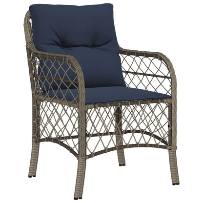 5 Piece Garden Dining Set with Cushions Grey Poly Rattan