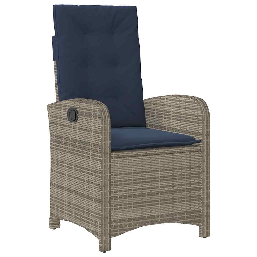 7 Piece Garden Dining Set with Cushions Grey Poly Rattan