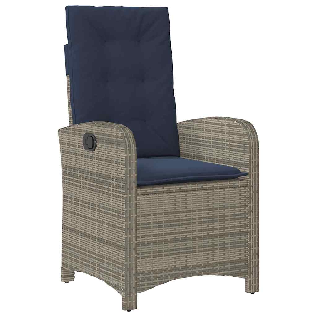 5 Piece Garden Dining Set with Cushions Grey Poly Rattan