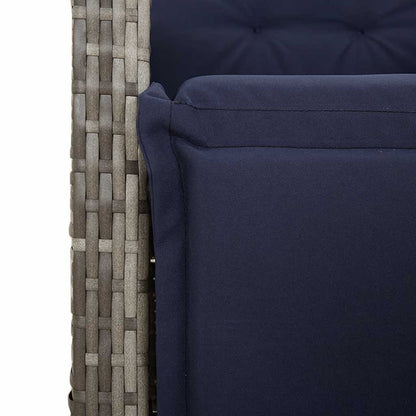 5 Piece Garden Dining Set with Cushions Grey Poly Rattan