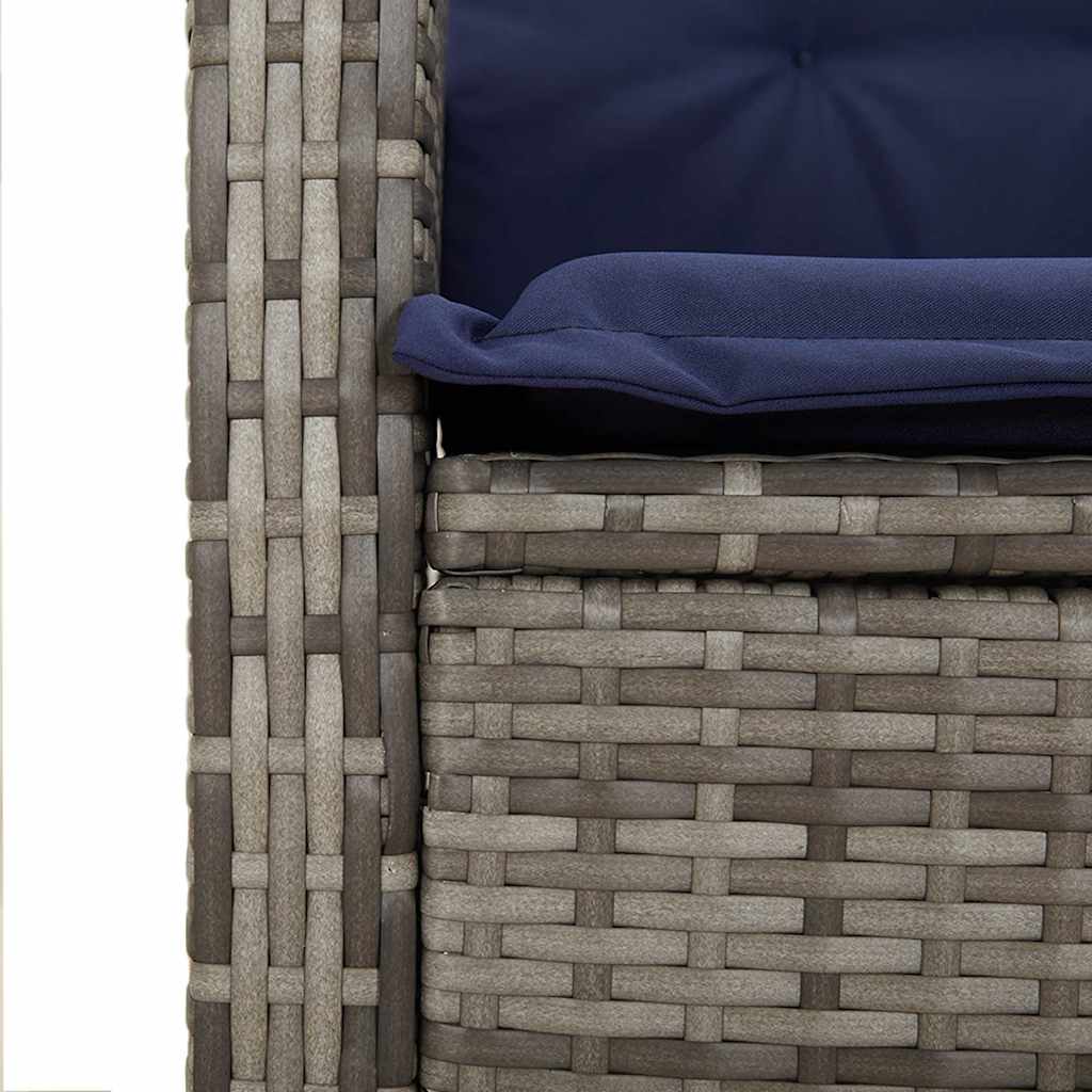 5 Piece Garden Dining Set with Cushions Grey Poly Rattan
