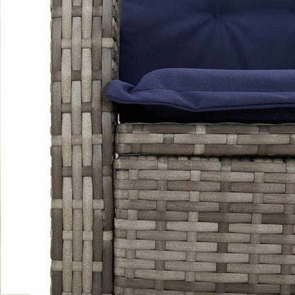 5 Piece Garden Dining Set with Cushions Grey Poly Rattan