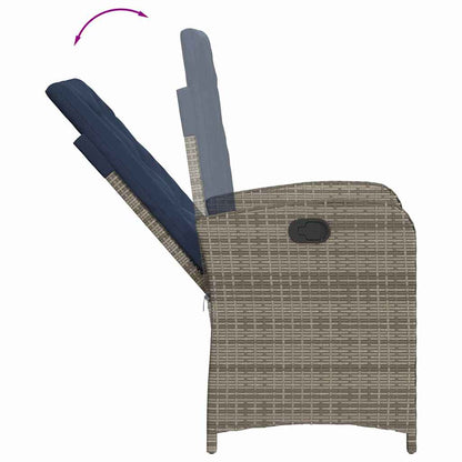 7 Piece Garden Dining Set with Cushions Grey Poly Rattan
