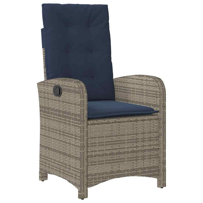 9 Piece Garden Dining Set with Cushions Grey Poly Rattan