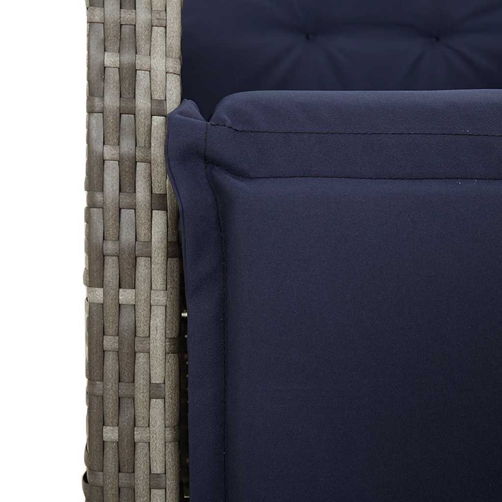 5 Piece Garden Dining Set with Cushions Grey Poly Rattan