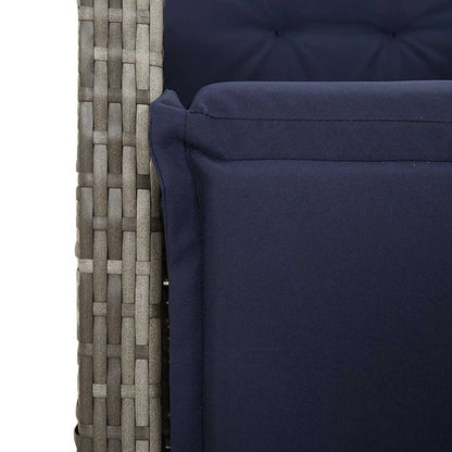 5 Piece Garden Dining Set with Cushions Grey Poly Rattan