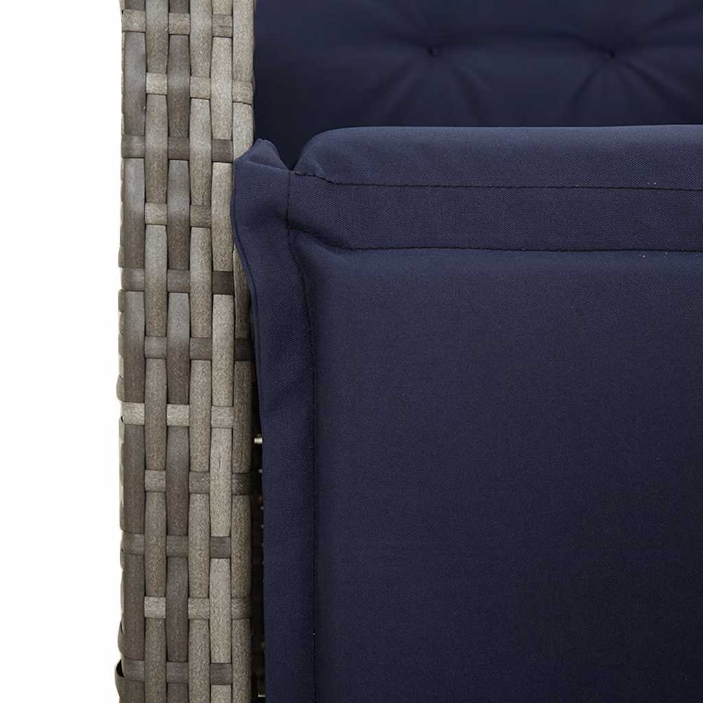 7 Piece Garden Dining Set with Cushions Grey Poly Rattan