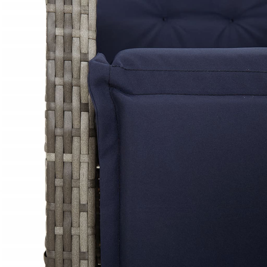 5 Piece Garden Dining Set with Cushions Grey Poly Rattan