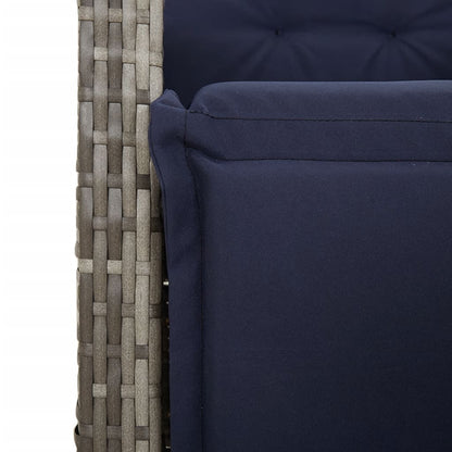5 Piece Garden Dining Set with Cushions Grey Poly Rattan