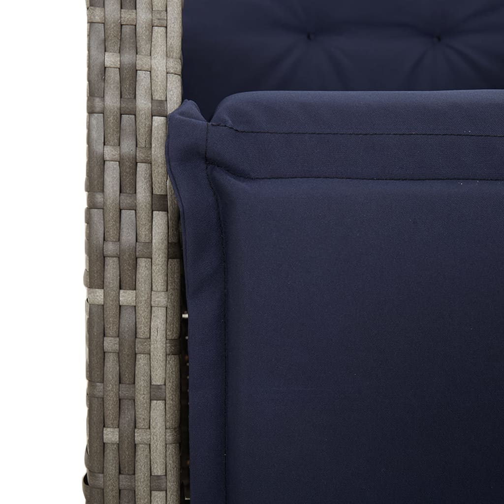 5 Piece Garden Dining Set with Cushions Grey Poly Rattan