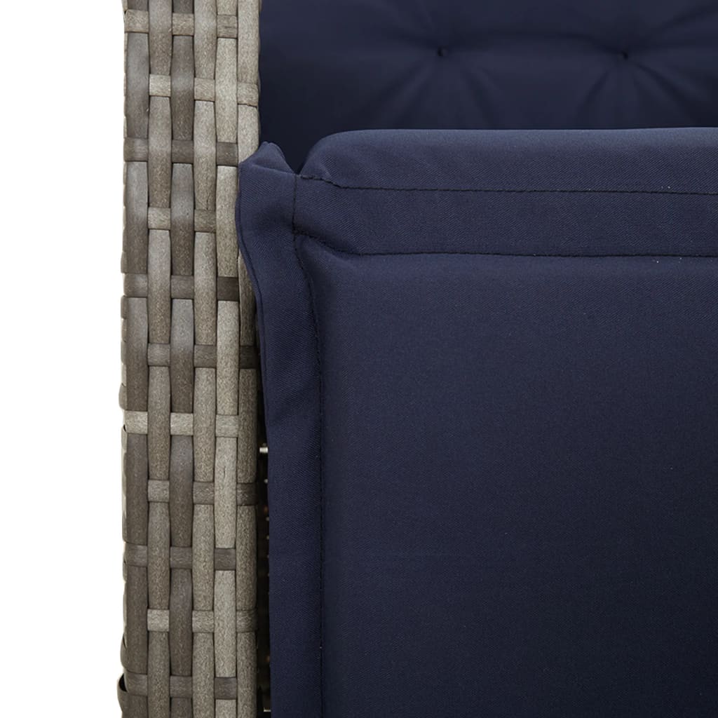 5 Piece Garden Dining Set with Cushions Grey Poly Rattan