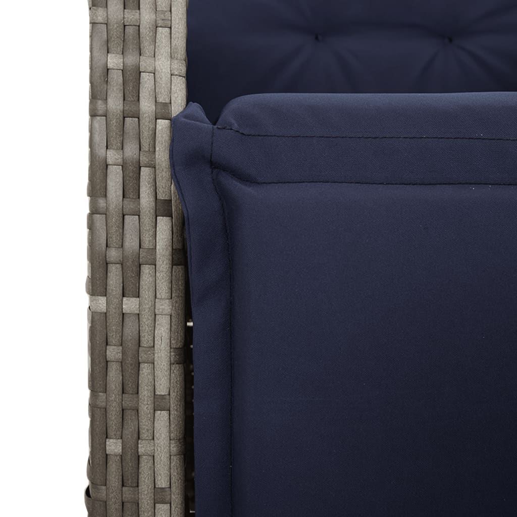 5 Piece Garden Dining Set with Cushions Grey Poly Rattan
