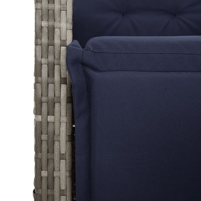 5 Piece Garden Dining Set with Cushions Grey Poly Rattan