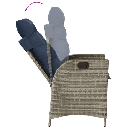 7 Piece Garden Dining Set with Cushions Grey Poly Rattan