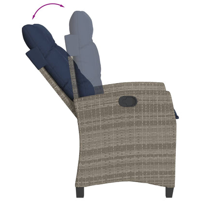 5 Piece Garden Dining Set with Cushions Grey Poly Rattan