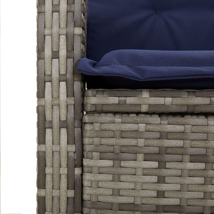 5 Piece Garden Dining Set with Cushions Grey Poly Rattan