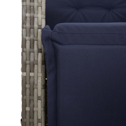 5 Piece Garden Dining Set with Cushions Grey Poly Rattan