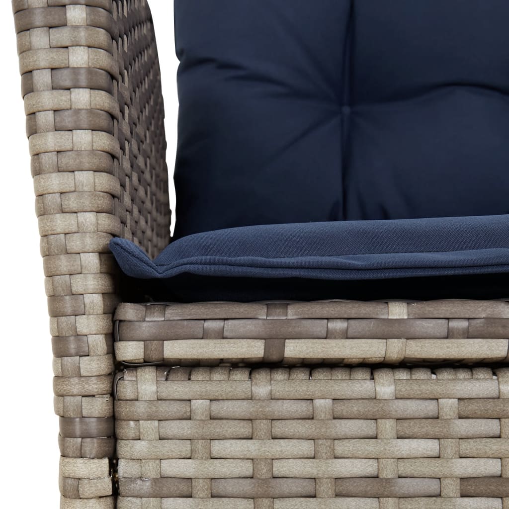 5 Piece Garden Dining Set with Cushions Grey Poly Rattan