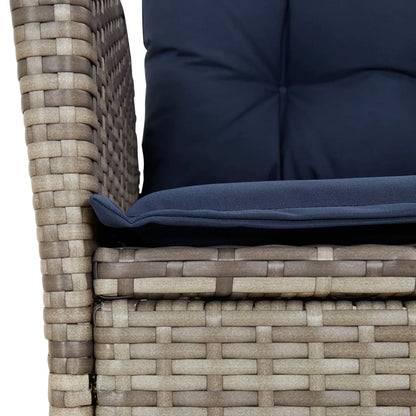 7 Piece Garden Dining Set with Cushions Grey Poly Rattan