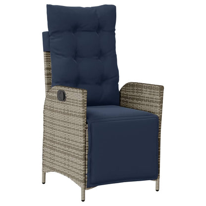 5 Piece Garden Dining Set with Cushions Grey Poly Rattan