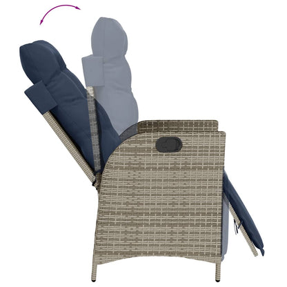 5 Piece Garden Dining Set with Cushions Grey Poly Rattan