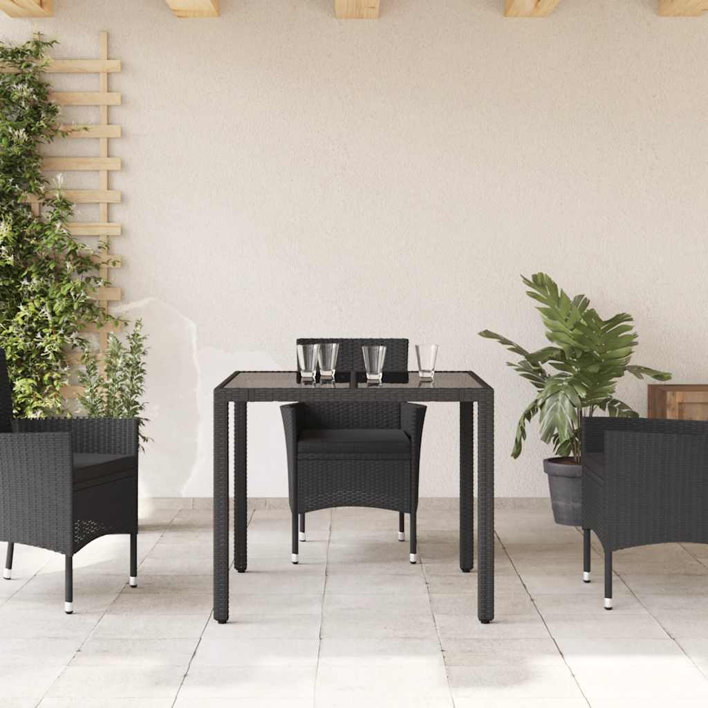 Garden Table | Black | PE Rattan | 90x90 cm | Sturdy | Garden Table