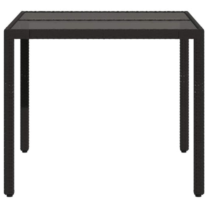 Garden Table | Black | PE Rattan | 90x90 cm | Sturdy | Garden Table