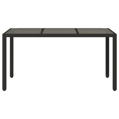 Garden Table | Black | Poly Rattan, Tempered Glass, Powder-Coated Steel