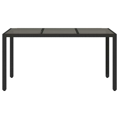 Garden Table with Glass Top Black 150x90x75 cm Poly Rattan