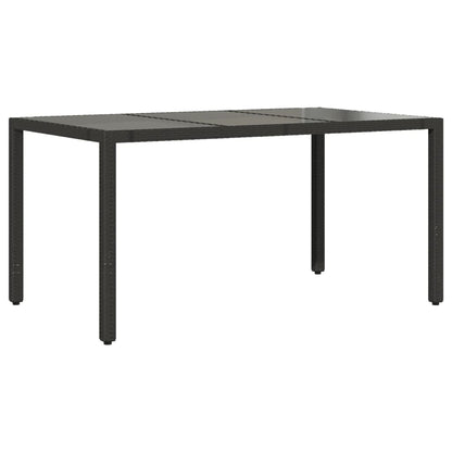 Garden Table | Black | Poly Rattan, Tempered Glass, Powder-Coated Steel