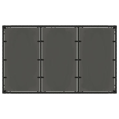 Garden Table | Black | Poly Rattan, Tempered Glass, Powder-Coated Steel