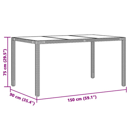 Garden Table | Black | Poly Rattan, Tempered Glass, Powder-Coated Steel