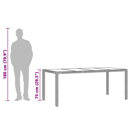 Garden Table with Glass Top Black 190x90x75 cm Poly Rattan