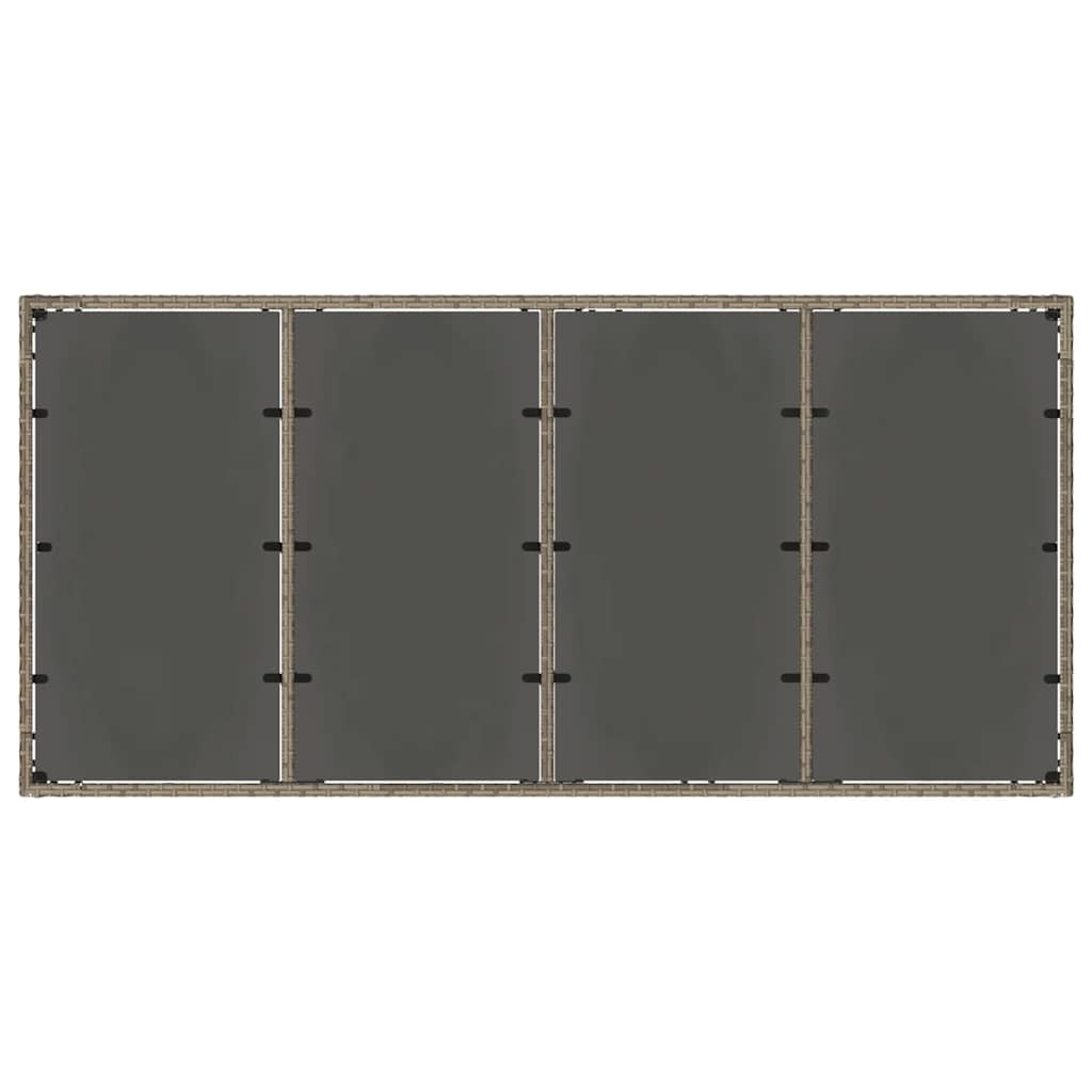 Garden Table with Glass Top Grey 190x90x75 cm Poly Rattan
