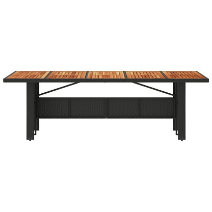 Garden Table with Acacia Wood Top Black 240x90x75cm Poly Rattan