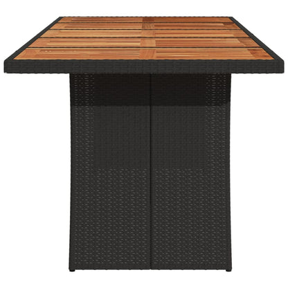 Garden Table with Acacia Wood Top Black 240x90x75cm Poly Rattan