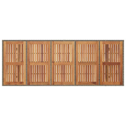 Garden Table with Acacia Wood Top Grey 240x90x75 cm Poly Rattan