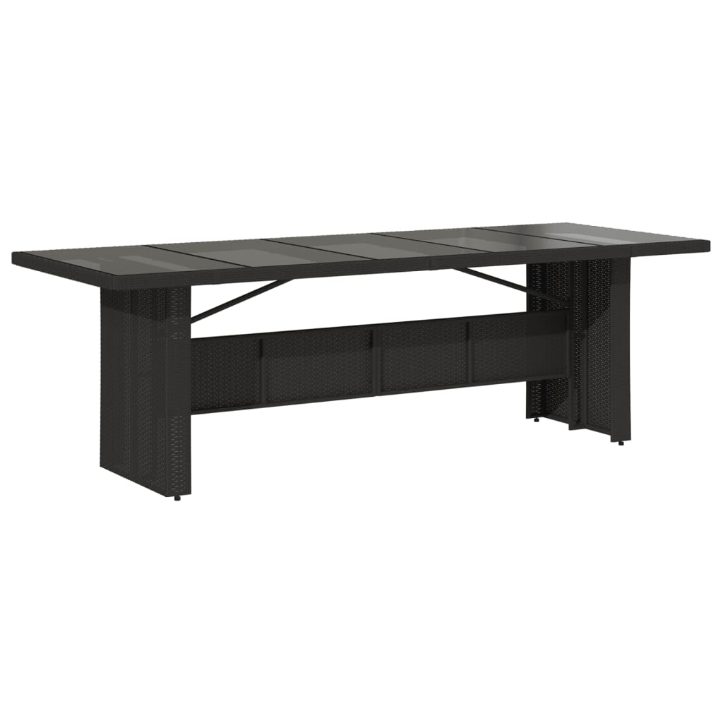 Garden Table | Black | PE rattan, powder-coated steel, tempered glass
