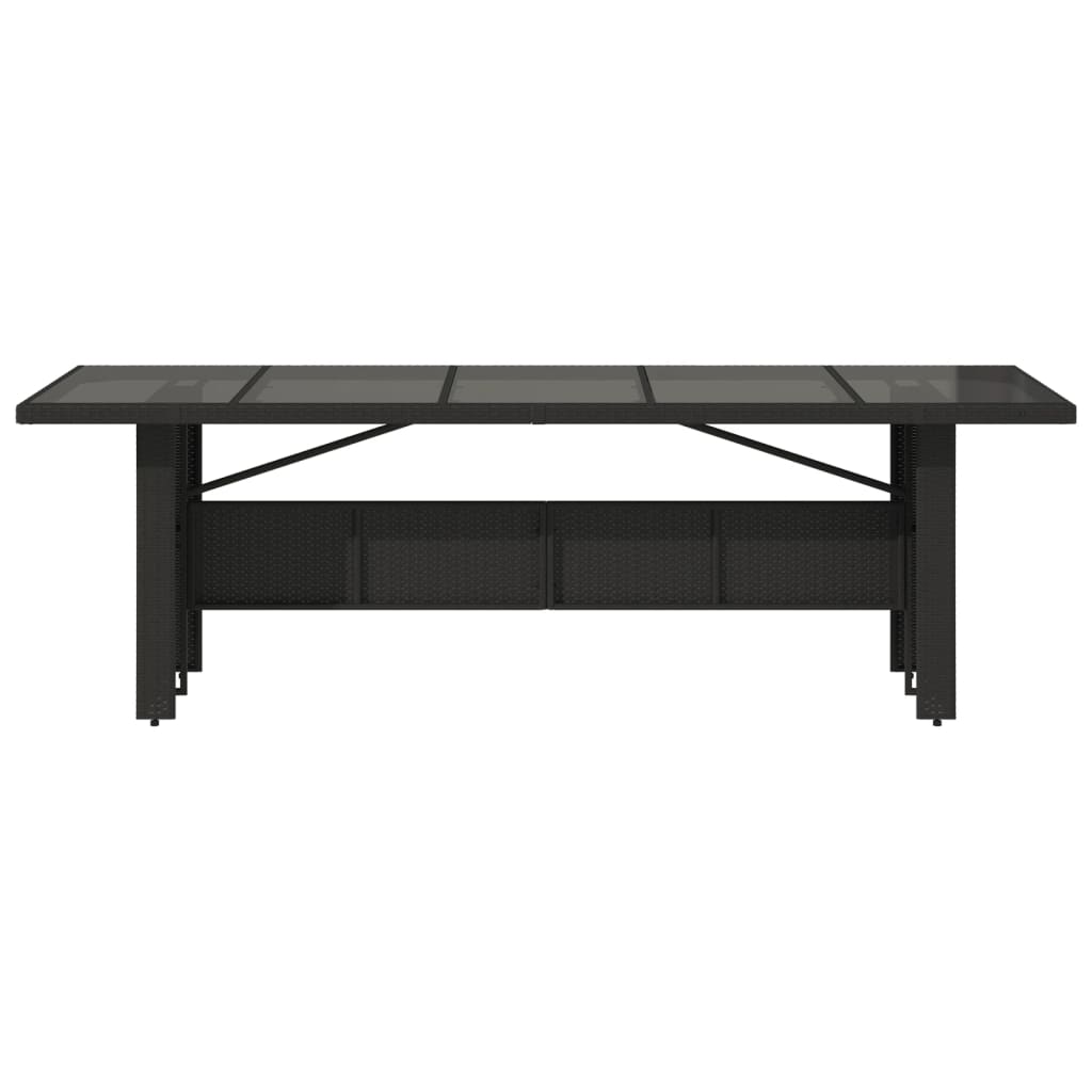 Garden Table | Black | PE rattan, powder-coated steel, tempered glass