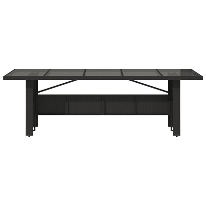 Garden Table | Black | PE rattan, powder-coated steel, tempered glass