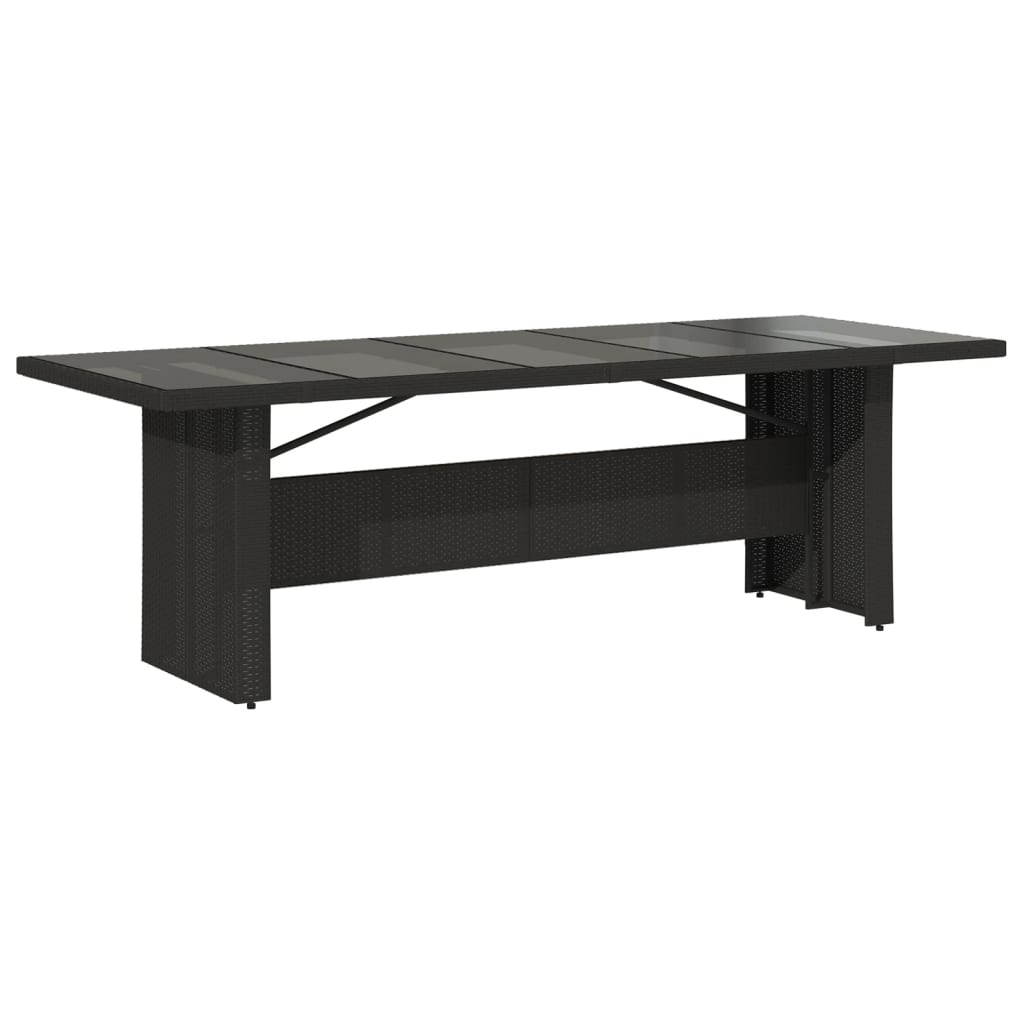 Garden Table | Black | PE rattan, powder-coated steel, tempered glass